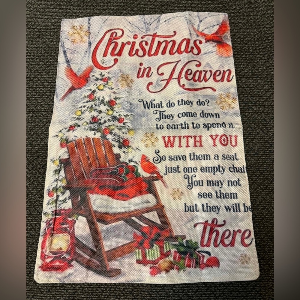 Christmas in Heaven Holiday Decorative Garden Flag - Red & White